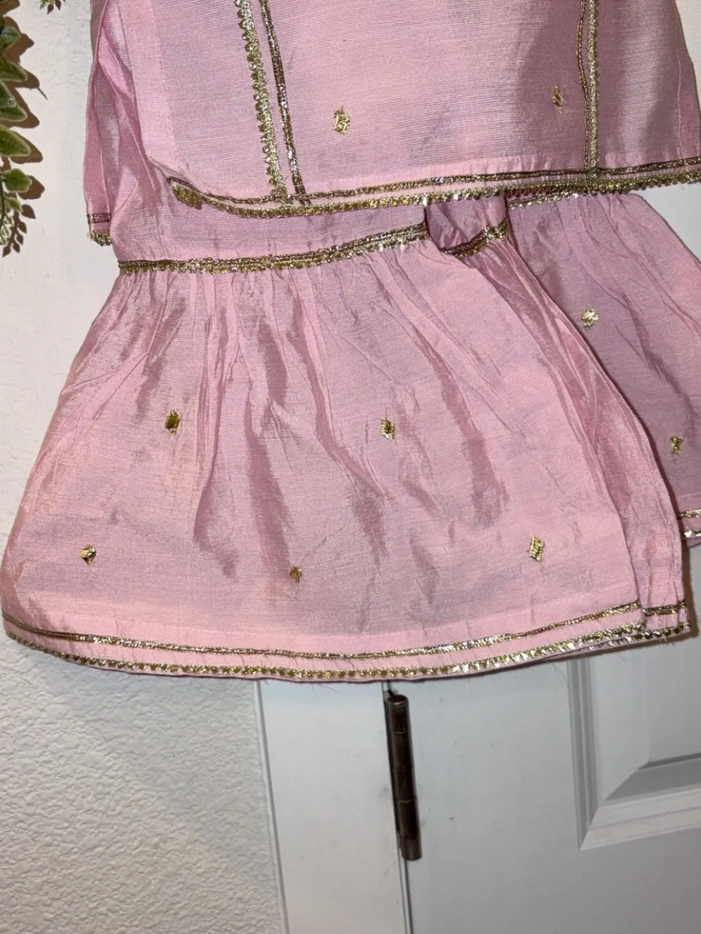 Girls' Pink Embroidered Matching Set infant traditional wear party wedding wear